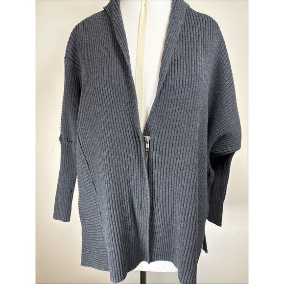 CABI Cocoon Cardigan Slouchy Ribbed Knit Minimalist Lagenlook Slate Gray S - Picture 1 of 12